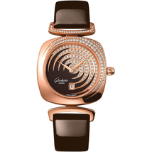 Glashutte Pavonina Enamel Brown Diamond Dial Ladies Watch 03-01-04-15-01