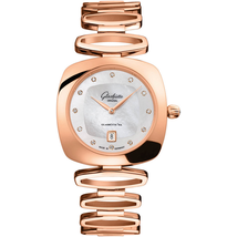 Glashutte Pavonina White Mother Of Pearl Dial Ladies 18 Carat Rose Gold Watch 03-01-08-05-14