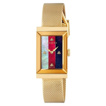 Gucci Gucci G-Frame Quartz White, Red, Blue Web Mother of Pearl Dial Ladies Watch YA147410 YA147410