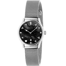 Gucci G-Timeless Quartz Diamond Black Mother of Pearl Ladies Watch YA1265001