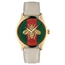 Gucci Gucci G-Timeless Quartz Green and Reb Web Nylon Dial Ladies Watch YA1264128 YA1264128