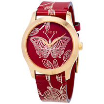 Gucci G-Timeless Red Dial Unisex Leather Watch YA1264054