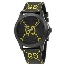 Gucci Ghost G-Timeless Black and Yellow Dial Men's Rubber Watch YA1264019
