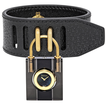 Gucci Padlock Black Mother of Pearl Dial Ladies Leather Strap Watch YA150506