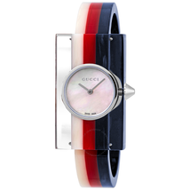 Gucci Vintage Web White Mother of Pearl Dial Ladies Resin Watch YA143523