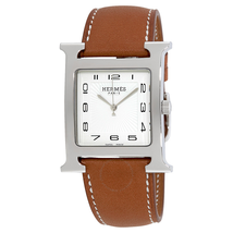 Hermes H Hour White Dial Ladies Leather Watch 036833WW00