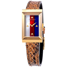 Gucci Open Box -  G-Frame Mother of Pearl Dial Ladies Leather Watch YA147402