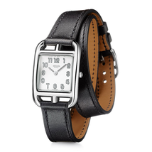 Hermes Cape Cod Silver Dial Black Barenia Leather Ladies Watch 020983WW00 W020983WW00