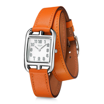 Hermes Cape Cod Silver Dial Orange Leather Ladies Watch 025690WW00 W025690WW00