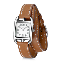 Hermes Cape Cod Silver Dial Tan Barenia Leather Ladies Watch 020982WW00 W020982WW00
