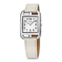 Hermes Cape Cod Silver Dial White Leather Ladies Watch 021071WW00 W021071WW00