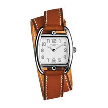 Hermes Cape Cod Tonneau PM White Dial Brown Barenia Leather Ladies Watch 034318WW00