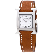 Hermes H Hour White Dial Ladies Leather Watch 036706WW00