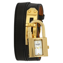 Hermes Kelly Ladies Black Double Tour Calfskin Leather Watch 023696WW00