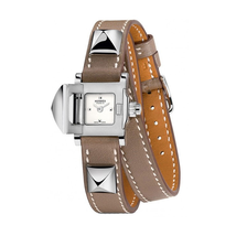 Hermes Medor Mini Silver Dial Ladies Double Wrap Watch 028273WW00