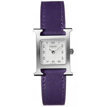 Hermes White Dial Ladies Purple Leather Watch 036710WW00