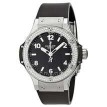 Hublot Big Bang Black Dial Diamond Black Rubber Ladies Watch 361.SX.1270.RX.1104