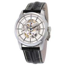Hamilton Railroad Silver Skeleton Dial Black Leather Men's Watch H40655751
