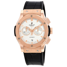 Hublot Classic Fusion Silver Dial Black Leather Band 18 Carat Rose Gold Case Automatic Men's Watch 541.OX.2610.LR
