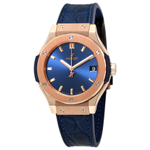Hublot Classic Fusion Blue Dial 18kt Rose Gold Ladies Watch 581.OX.7180.LR