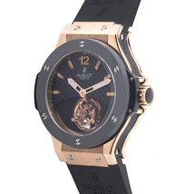 Hublot Tourbillon Solo Bang Black Carbon Fiber Dial 18kt Rose Gold Black Rubber Men's Watch 305.PM.131.RX