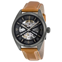 Hamilton Khaki Field Skeleton Dial Brown Leather Men's Watch H72585535