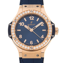 Hublot Big Bang Gold Blue Chronograph Automatic Diamond Ladies Watch 361.PX.7180.LR.1204