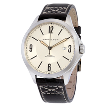 Hamilton Khaki Aviation Automatic Ivory Dial Charcoal Leather Men's Watch H76665725