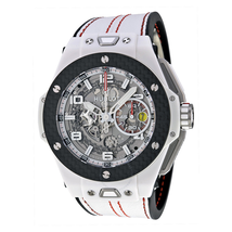 Hublot Big Bang Ferrari White Ceramic Carbon Dial Skeleton Ceramic Men's Sports Watch 401.HQ.0121.VR
