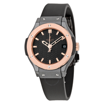 Hublot Classic Fusion Black Carbon Fiber Dial Black Rubber Ladies Watch 581CO1780RX 581.CO.1780.RX