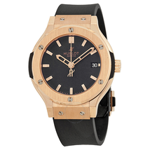 Hublot Classic Fusion Black Dial 18k Rose Gold Black Rubber Strap Men's Watch 561.PX.1180.RX