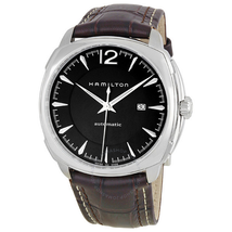 Hamilton Cushion Black Dial Brown Leather Strap Stainless Steel Men's Watch H36515535