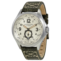 Hamilton Khaki Aviation Automatic Beige Dial Green Leather Men's Watch H76655723