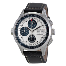 Hamilton Khaki Aviation X-Patrol Chronograph Silver Dial Black Leather Men's Watch H76566751