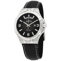 Invicta Objet D Art Quartz Black Dial Black Leather Men's Watch 30183
