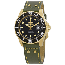 Invicta Pro Diver Black Dial Green Leather Men's Watch 22075