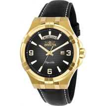 Invicta Objet D Art Quartz Black Dial Black Leather Men's Watch 30186