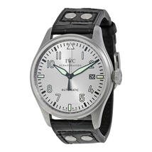 IWC Big Pilot Son Watch Silver Dial Black Leather Men's Watch IW325519
