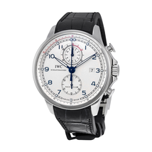 IWC Portugieser Yacht Club Silver DIal Black Alligator Leather Men's Watch 3902-16 IW390216
