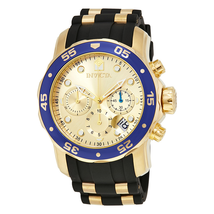 Invicta Pro Diver Chronograph Gold Dial Black Rubber Men's Watch 17881