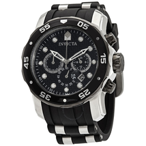 Invicta Pro Diver Chronograph Black Dial Black Polyurethane Men's Watch 17879