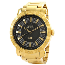 JBW 562 Black Crystal Dial Diamond Bezel Gold-tone Stainless Steel Men's Watch JB-6225-C