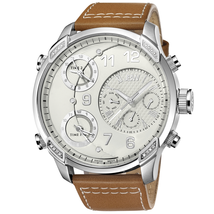 JBW G4 Multi-Time Zone Stainless Steel Case Brown Leather Men's Watch J6248LM