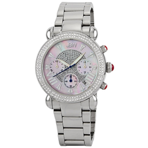 JBW Victory Chronograph Diamond Mother of Pearl Dial Steel Ladies Watch JB-6210-160-C