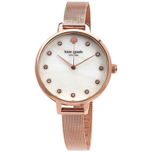 Kate Spade Metro Mother of Pearl Crystal Dial Ladies Rose Gold-tone Watch KSW1492