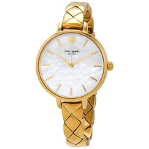 Kate Spade New York Metro Mother of Pearl Dial Ladies Quilted Stainless Steel Watch KSW1471