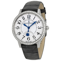 Jaeger LeCoultre Rendez-vous Day and Night Silver Dial Stainless Steel Diamond Black Leather Ladies Watch Q3448421