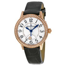 Jaeger LeCoultre Rendez-Vous  Silver Dial 18kt Rose Gold Black Leather Ladies Watch Q3462521