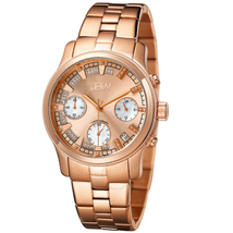 JBW Alessandra Rose Gold-tone Diamond Chronograph Dial Rose Gold-tone Steel Bracelet Ladies Watch JB-6217-L