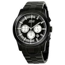 JBW Delano Black Chronograph Diamond Dial Black IP Steel Bracelet Men's Watch JB-6218-H